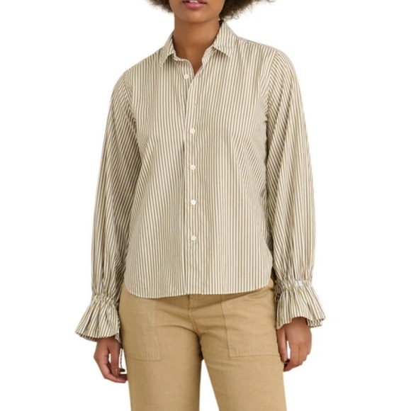 Alex Mill Ruby Button-up Shirt In Khaki/ White, Size Medium - Picture 1 of 6